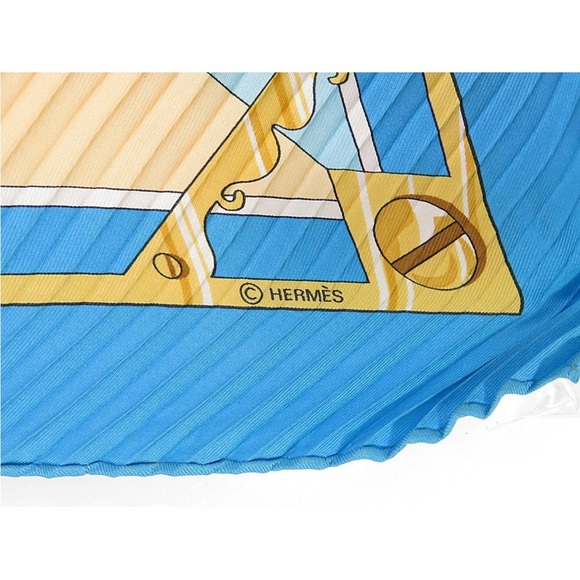 Hermes Blue and Gold Scarf - Picture 11 of 11